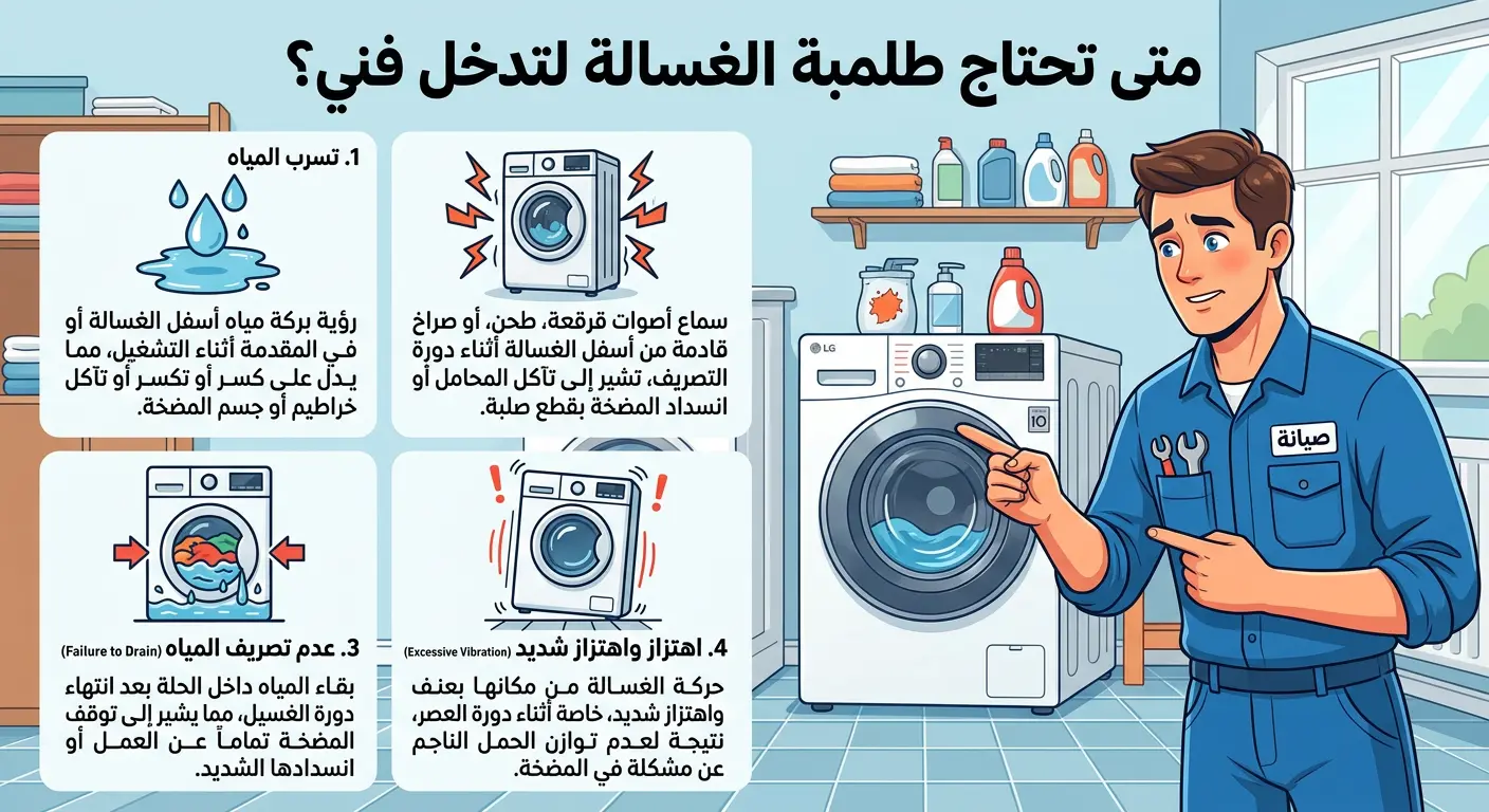 متى تعرف أن طلمبة الغسالة تحتاج إلى تدخل فني؟